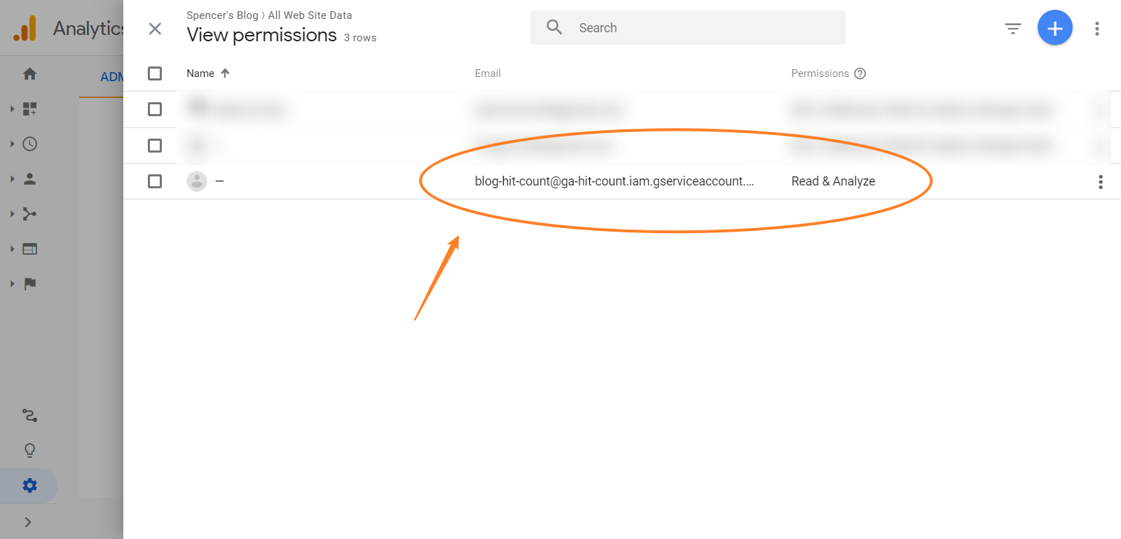 将 client_email 的邮箱加入 Google Analytics 后台
